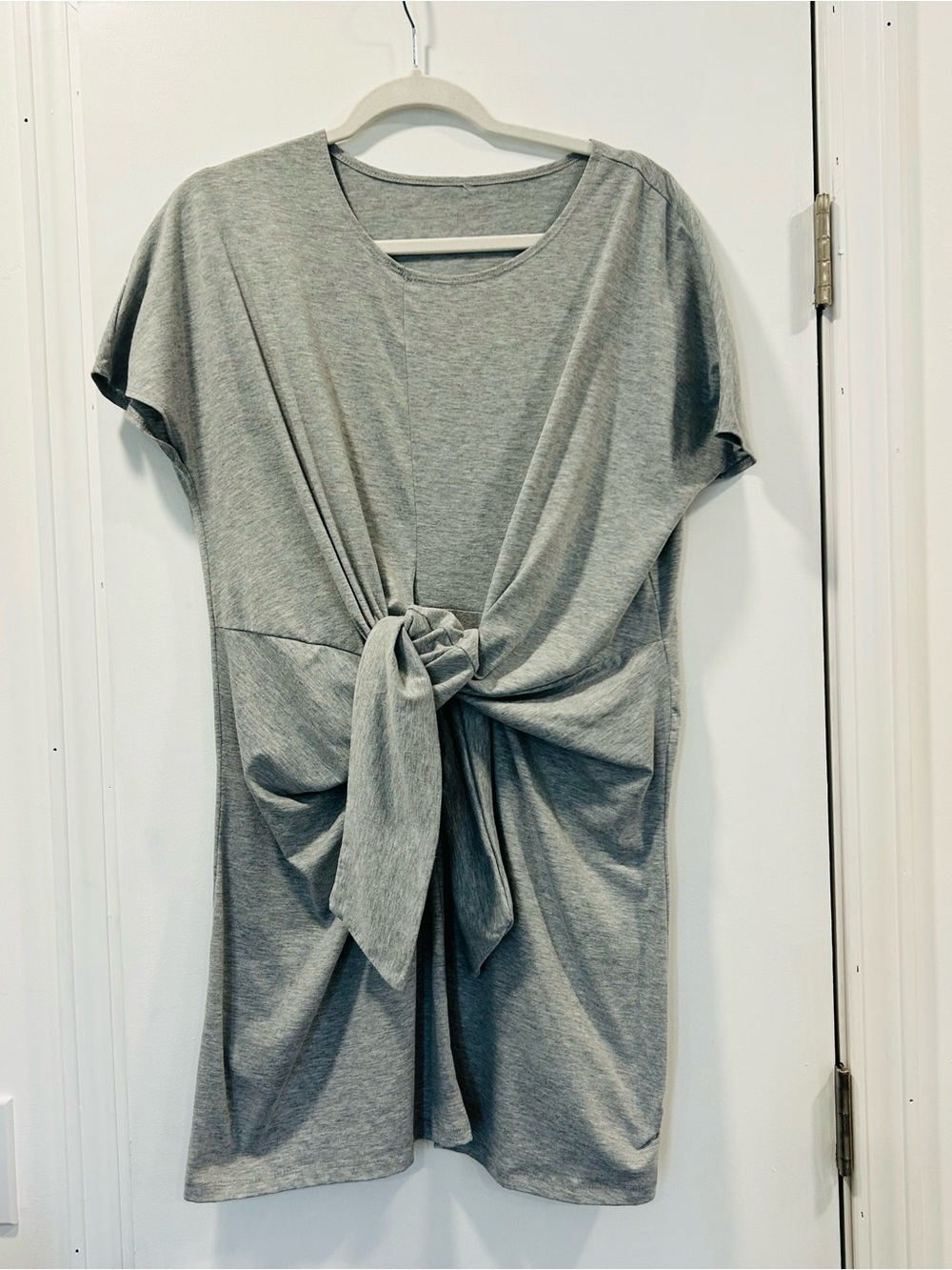 Vestidos Heather Gray Knit Tee Dress - Crew Neck
